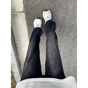 cleanfit斜切微喇牛仔裤男款春秋新款高街显瘦痞帅裤子窄版直筒裤