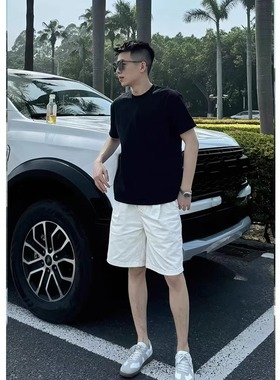 cleanfit白色牛仔短裤男夏季薄款美式复古痞帅潮牌高级感五分裤子