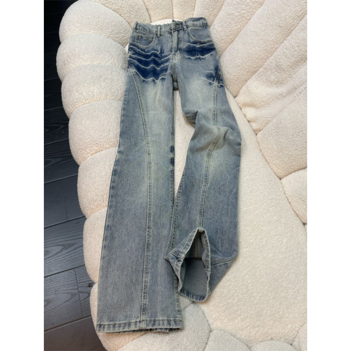 美式复古闪电纹微喇牛仔裤男春秋新款百搭cleanfit显高显瘦弯刀裤,男装,牛仔裤,淘宝优惠券,粉丝福利购,淘宝优惠卷