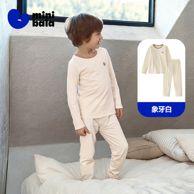 迷你巴拉巴拉男女童秋衣秋裤棉软柔弹保暖家居服内衣套装2026秋冬 — 2