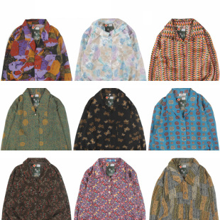 古着vintage复古日系百搭夏威夷港风衬衣巴洛克长袖 印碎花衬衫