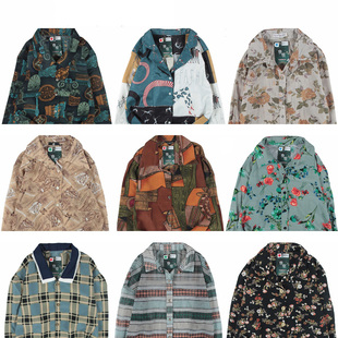 古着vintage复古日系衬衣夏威夷港风宽松巴洛克长袖 女碎花衬衫