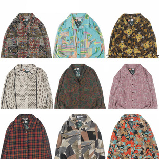 古着vintage复古日系百搭夏威夷港风宽松巴洛克长袖 印女碎花衬衫