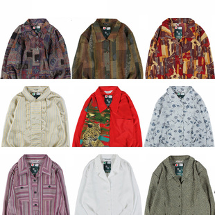 古着vintage复古英伦夏威夷女日本宽松巴洛克碎花长袖油画花衬衫3