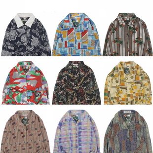 古着vintage复古日系百搭夏威夷港风宽松巴洛克长袖 印碎花衬衫