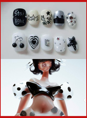 Poor cherries穿戴甲可爱少女手绘流行捏捏猫眼短款ins风美甲贴