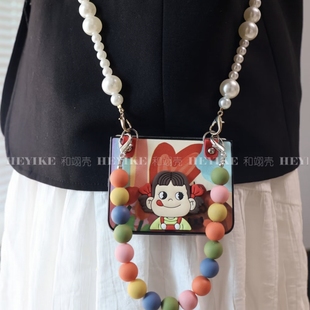 油画手绘女孩适用华为pura 7手提n3flip荣耀magicvflip2 X手机壳阔折叠屏pocket2斜跨小米MIXFlip2三星zflip6