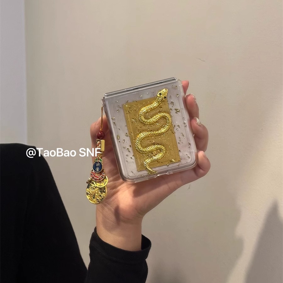 ins五路财神金蛇适用小米MIXFlip华为Pocket2手机壳FindN3Flip折叠三星Zflip6/5/4/3挂件novaFlip女荣耀VFlip