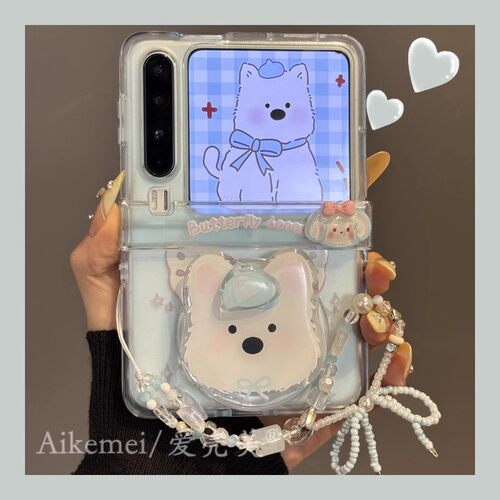 可爱西高地适用华为puraX手机壳pocket2磁吸壳小米mixflip2荣耀2三星Zflip7/6中轴全包N3filp折叠屏razr60/50