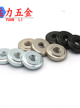 镀锌手拧螺母GB807 镀镍滚花薄头螺母 黑锌平头螺帽 M3M4M5M6M8M1