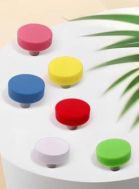现代简约圆形黄色粉色白色蓝色红色绿色柜门抽屉五金儿童房小拉手