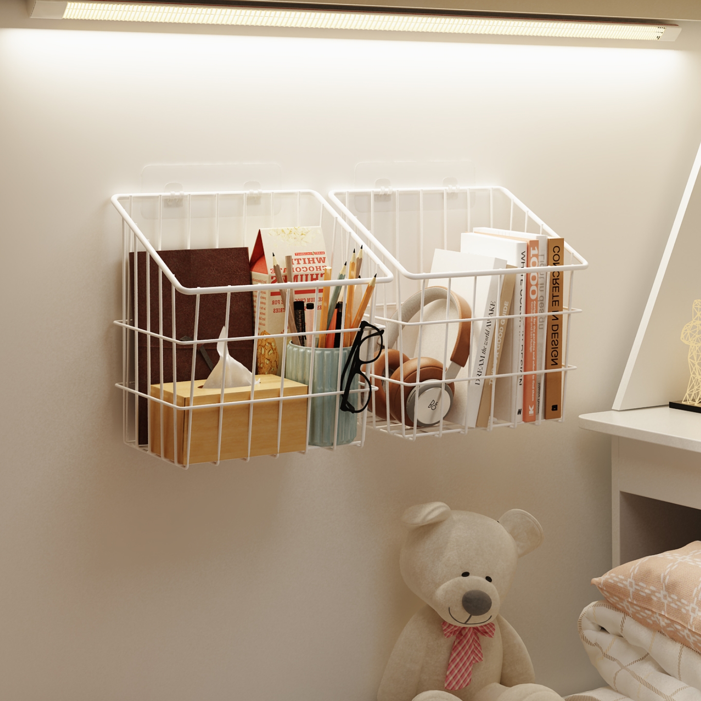 大口径床边挂篮置物架壁挂免打孔