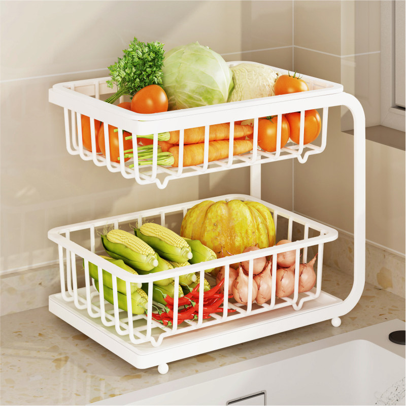 厨房蔬菜置物架台面桌面双层菜篮子家用放菜沥水篮果蔬水果收纳筐,厨房/烹饪用具,厨房置物架/置物柜/角架,淘宝优惠券,粉丝福利购,淘宝优惠卷