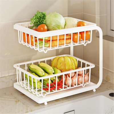 厨房蔬菜置物架台面桌面双层菜篮子家用放菜沥水篮果蔬水果收纳筐
