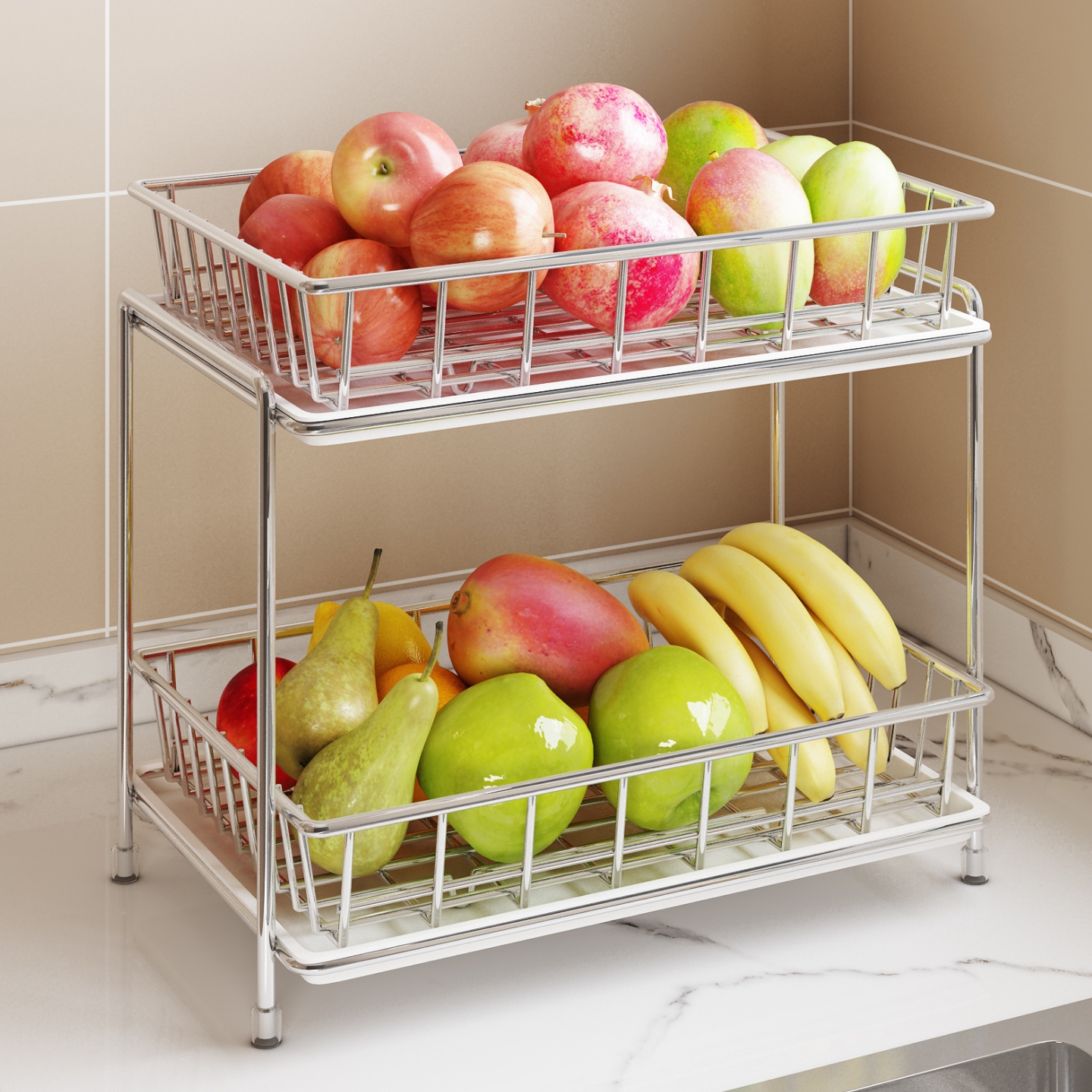 304不锈钢果篮沥水收纳筐