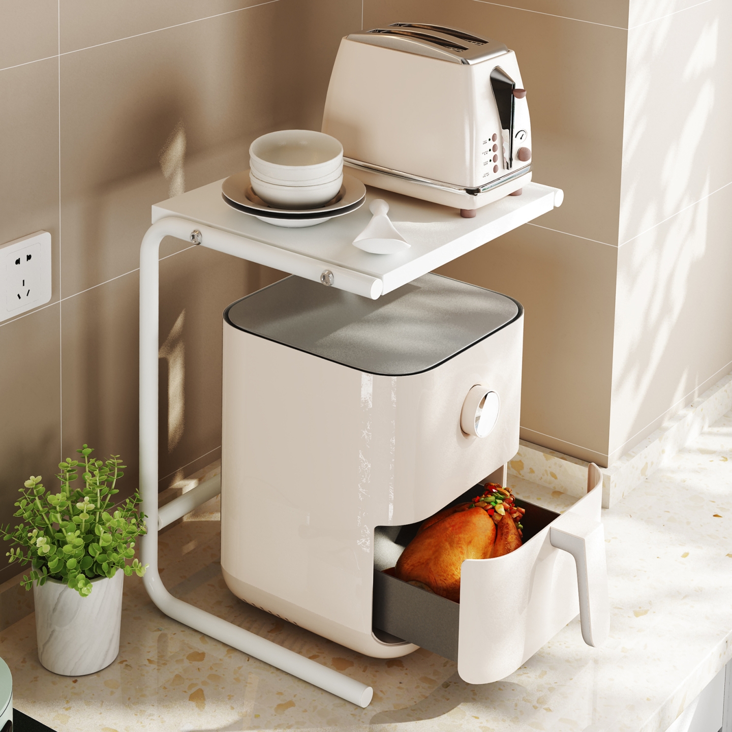 厨房置物架空气炸锅电饭煲收纳架