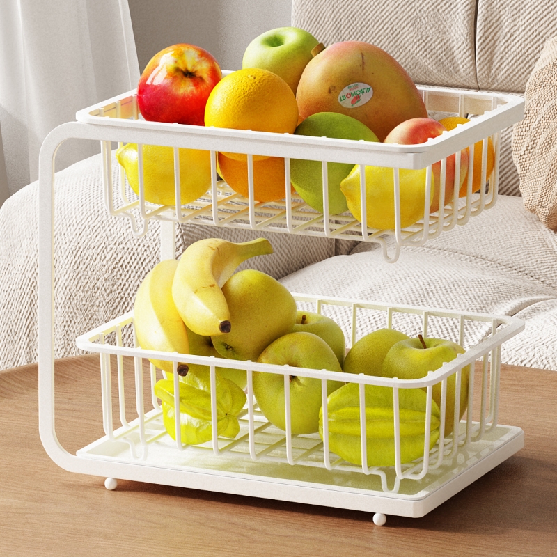 水果篮客厅家用轻奢高端高颜值水果沥水收纳筐台面双层果盘置物架