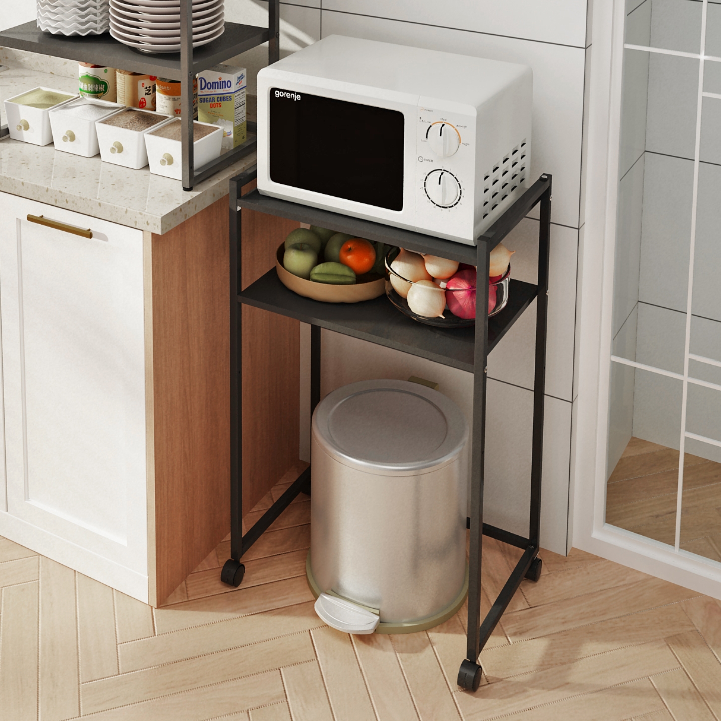 垃圾桶上方置物架落地多层收纳架