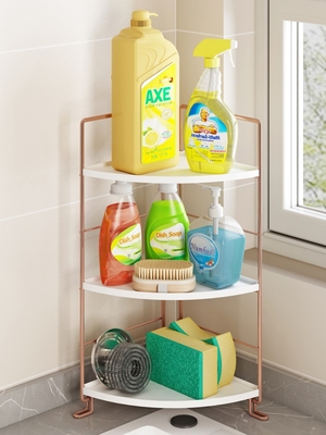 厨房海绵沥水置物架水槽边转角三角台面洗洁精钢丝球分层收纳架子