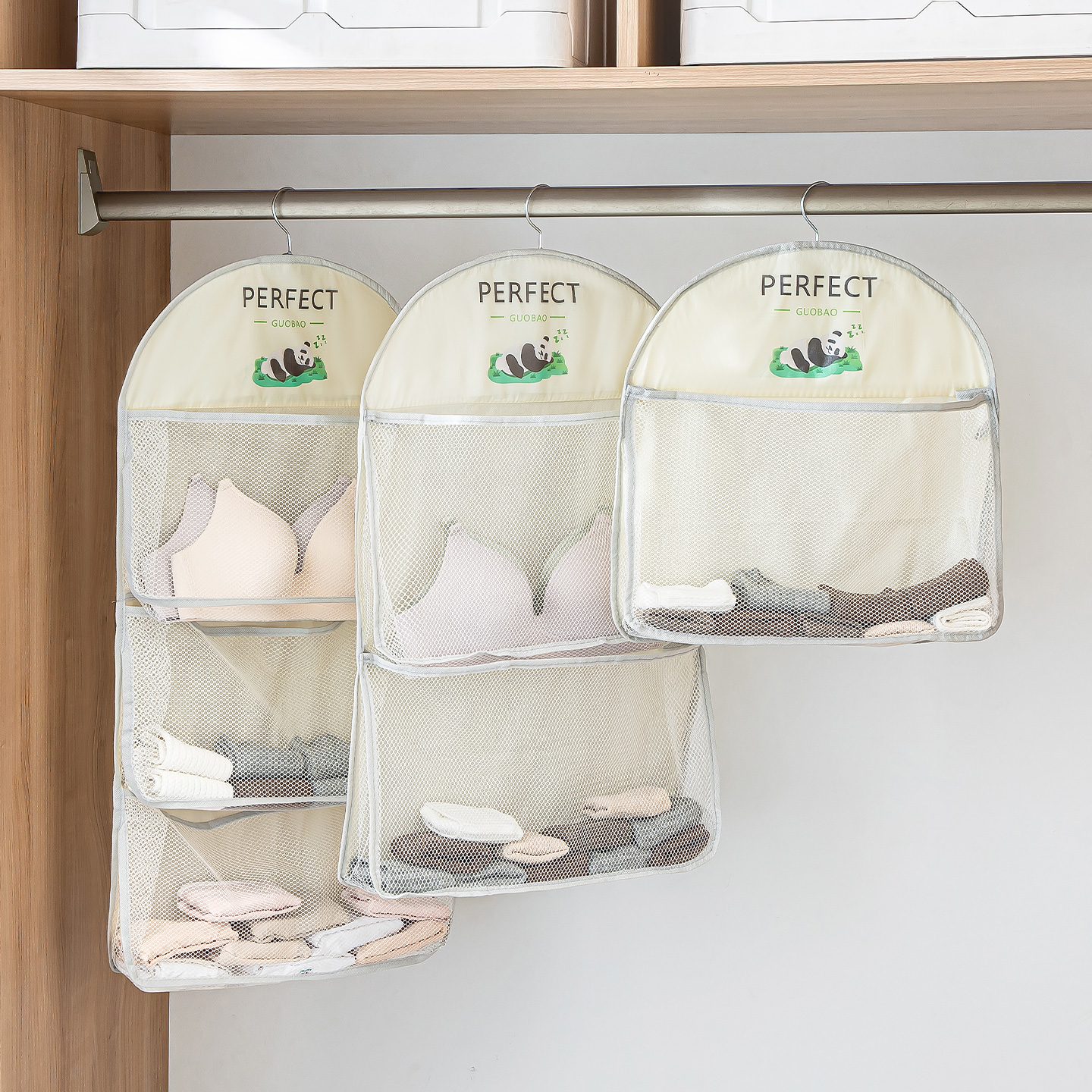 袜子收纳神器宿舍衣柜内衣内裤挂袋悬挂式网兜床头床边整理置物袋