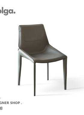 伏尔加丨马鞍椅餐椅家用餐桌椅丨2025新款灰色马鞍皮椅子轻奢高级