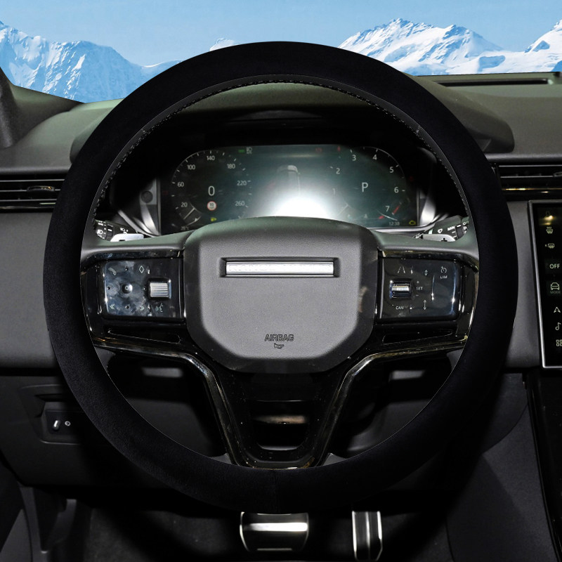 路虎揽胜极光发现运动版卫士揽胜星脉短毛绒方向盘套冬季保暖把套