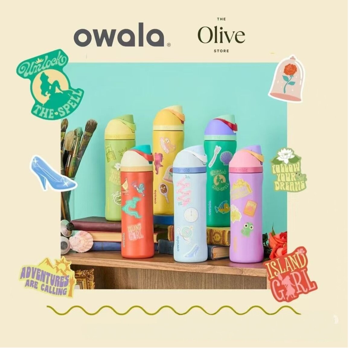 Owala&迪家六公主系列不锈钢保温杯运动水杯高颜值保冷自习室水杯