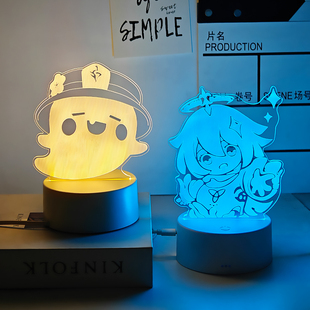 原神游戏周边胡桃可莉温迪魈手办实物小夜灯学校宿舍床头摆件礼物