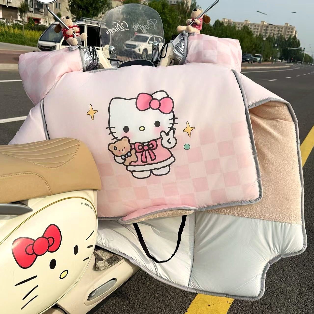 韩国进口防水加厚电动车挡风被冬季加绒防寒保暖电瓶车摩托车通用