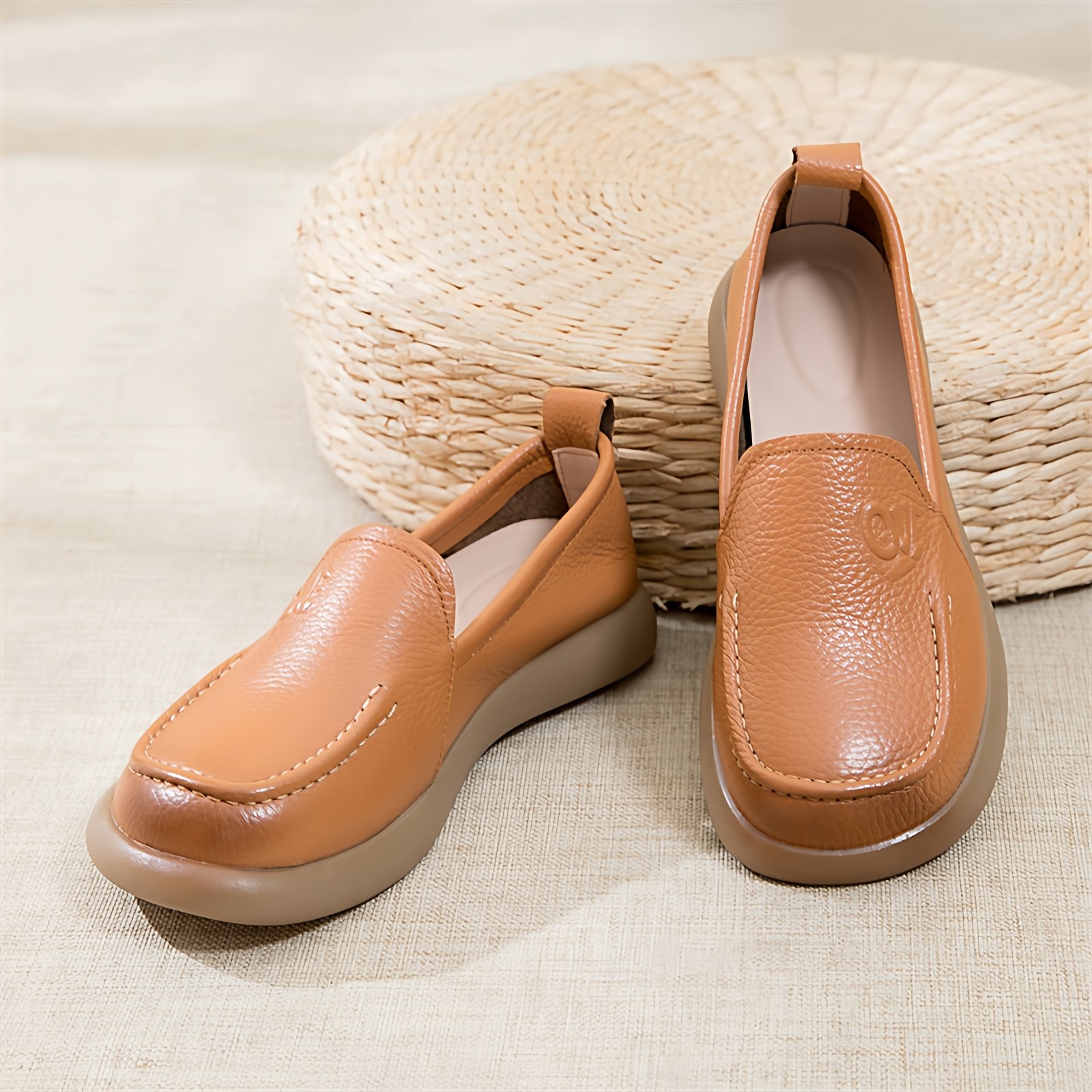 春秋真皮豆豆鞋女皮鞋休闲圆头软底舒适一脚蹬套脚妈妈鞋平底单鞋,女鞋,乐福鞋（豆豆鞋）,淘宝优惠券,粉丝福利购,淘宝优惠卷