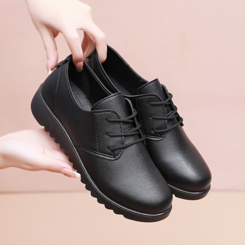 加绒女棉鞋系带深口单鞋女平底防滑软底舒适通勤饭店服务员工作鞋,女鞋,深口单鞋,淘宝优惠券,粉丝福利购,淘宝优惠卷