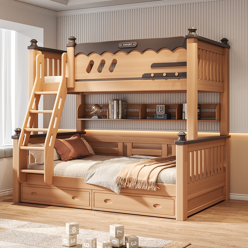 全实木上下铺双层床榉木高低床儿童子母床小户型双层床两层上下床