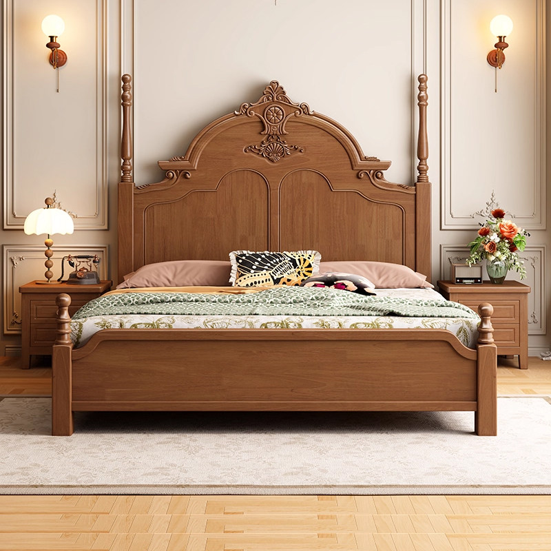 美式全实木床1.5米单人1.8米双人主卧室床榫卯满铺高箱储物大婚床,住宅家具,实木床,淘宝优惠券,粉丝福利购,淘宝优惠卷