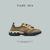 抓地力强防滑户外休闲登山鞋 橡胶软底 男骑行超透气网眼登礁鞋