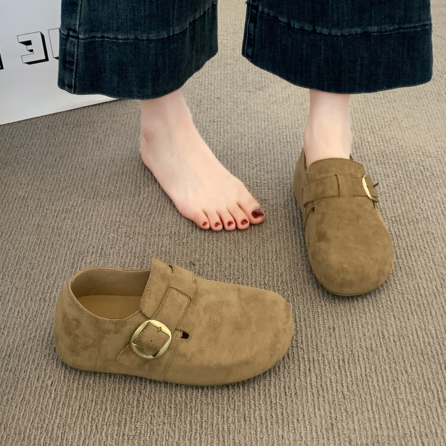 厚底勃肯鞋女2025新款秋冬季爆款全包博肯豆豆鞋内增高单鞋子女鞋