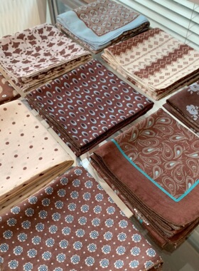 新款气质高级感系脖棉麻丝巾女士韩系慵懒风百搭棕色系列小方巾