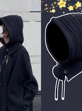 冬季韩版巴拉克拉法帽女新款时尚百搭护颈防寒加厚保暖针织帽子