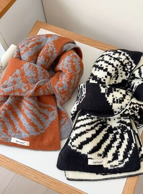 围巾女冬季韩版百搭 ins风针织毛线保暖情侣加厚围脖针织围巾韩系