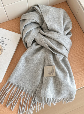 2025新款纯色羊毛围巾女冬季御寒加大加厚保暖学生情侣围脖披肩男