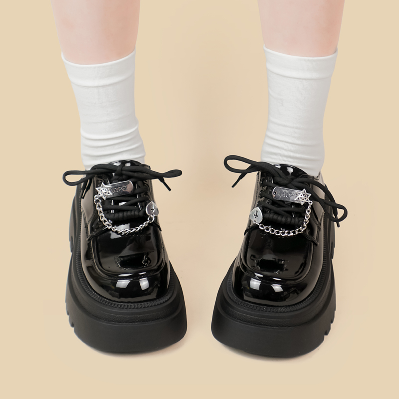 艾米与麦麦玛丽珍小皮鞋女2024新款日系jk学院风女生黑色厚底鞋子