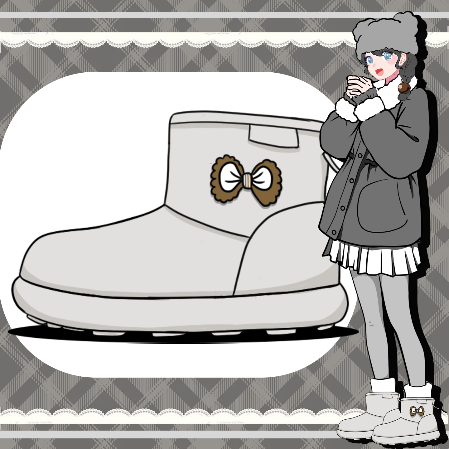 2025新款可爱米色雪地靴