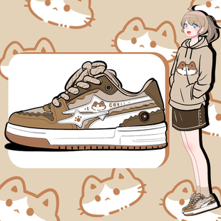 复古低帮百搭运动休闲鞋 美式 女2025新款 艾米与麦麦美拉德潮流板鞋