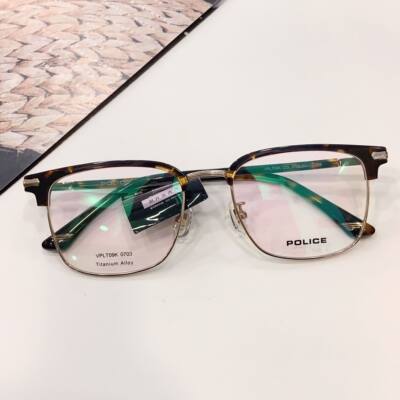 POLICE魄力思警察眼镜框眉毛半框镜架光学男女近视复古钛VPLT09K