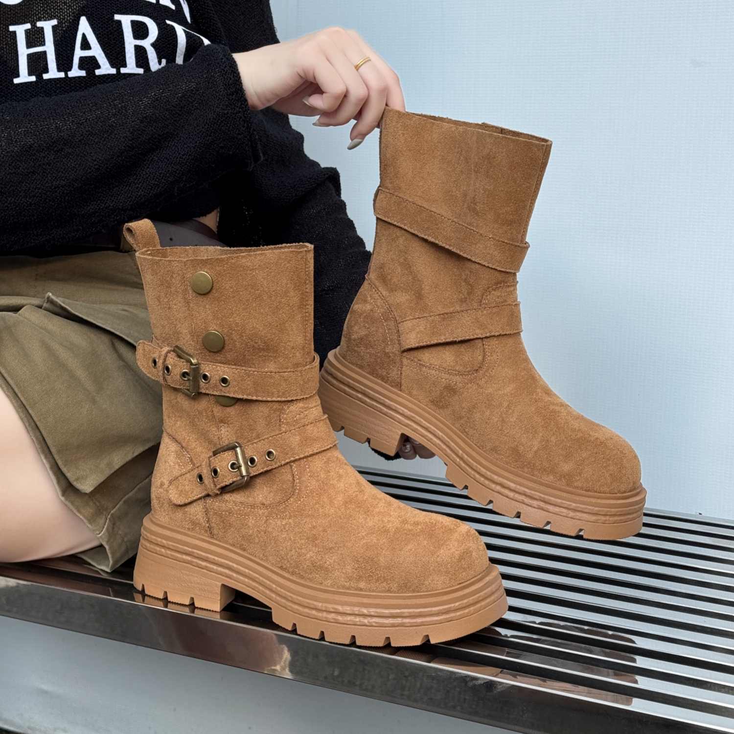 高级感西部5CM牛仔靴女