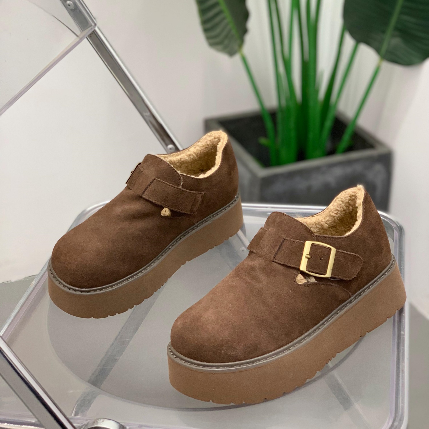 厚底加绒勃肯鞋女百搭舒适