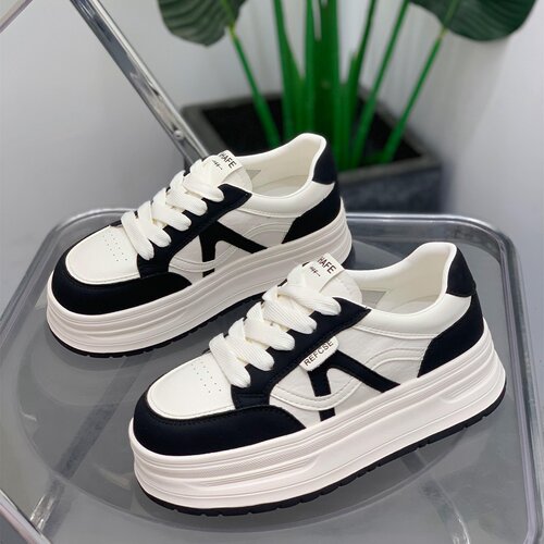 百搭经典真皮时尚厚底休闲小白鞋