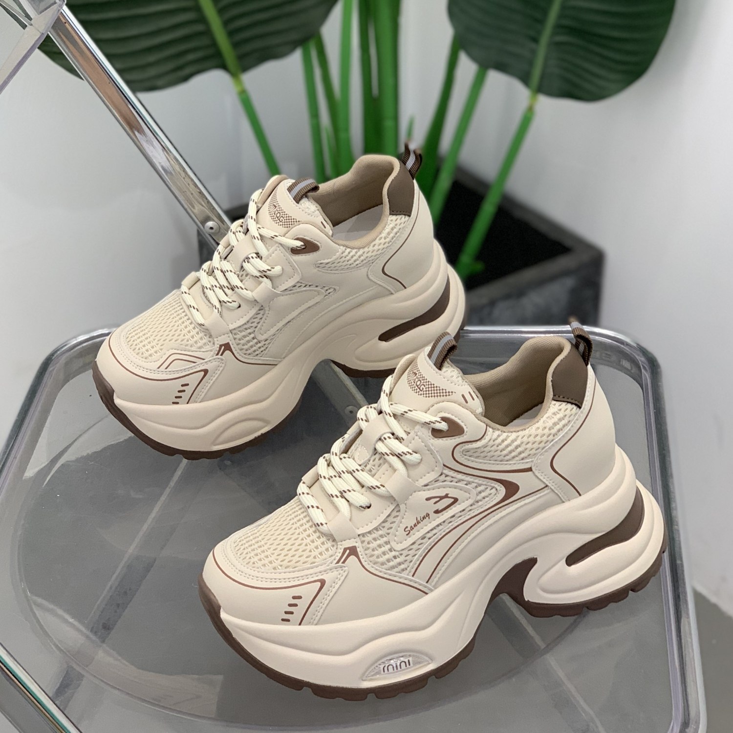 内增高真皮老爹鞋女2025年秋季小个子增高百搭显瘦运动鞋休闲女鞋,女鞋,时尚休闲鞋,淘宝优惠券,粉丝福利购,淘宝优惠卷