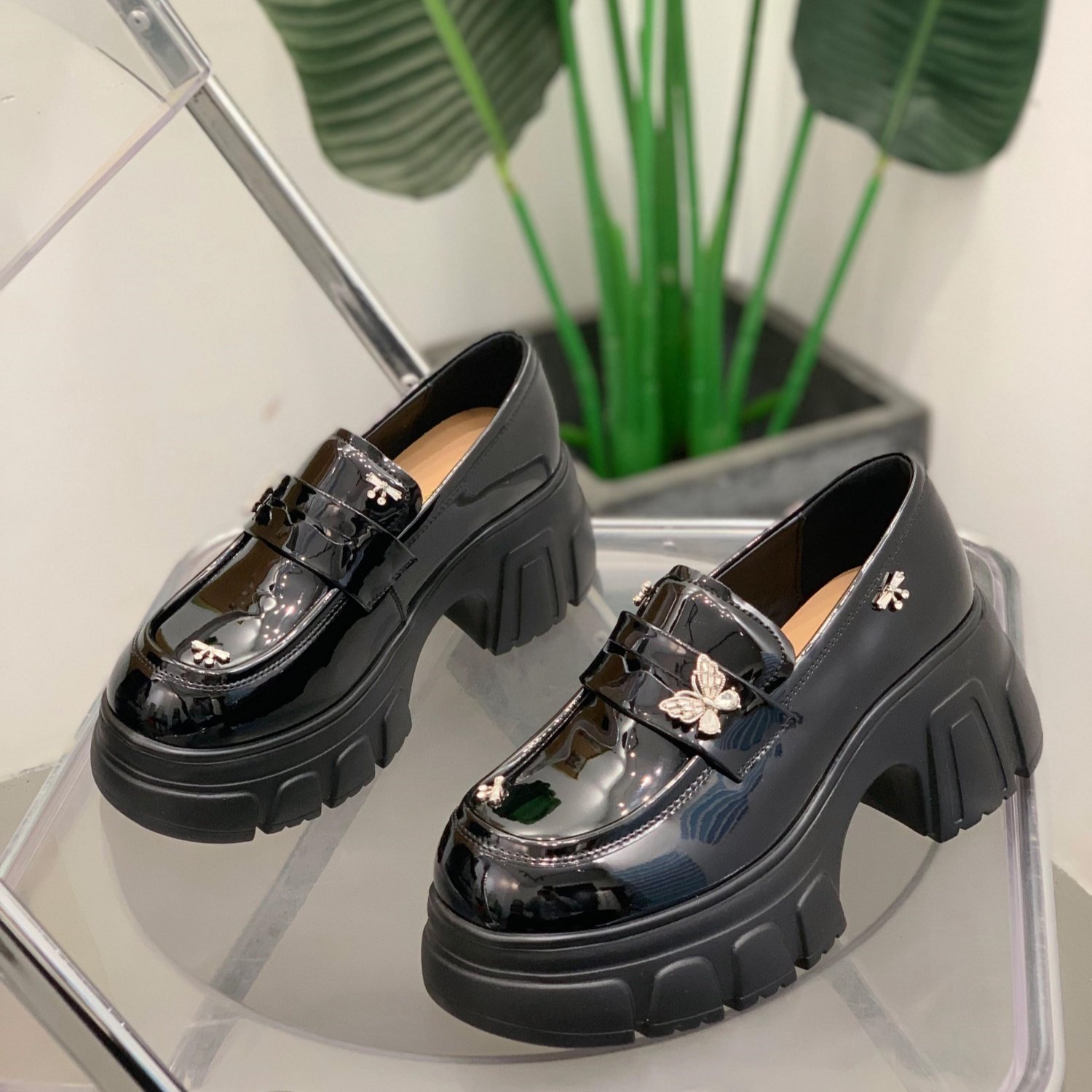 英伦风厚底乐福鞋女2026年春季新款单鞋漆皮圆头中跟增高小皮鞋,女鞋,乐福鞋（豆豆鞋）,淘宝优惠券,粉丝福利购,淘宝优惠卷