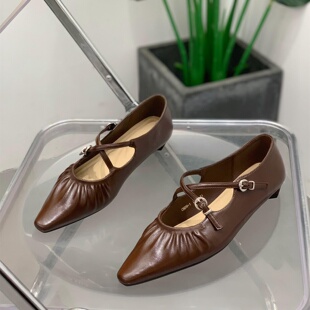 设计感交叉口尖头软底百搭玛丽珍鞋女2026春季新款配裙子浅口单鞋