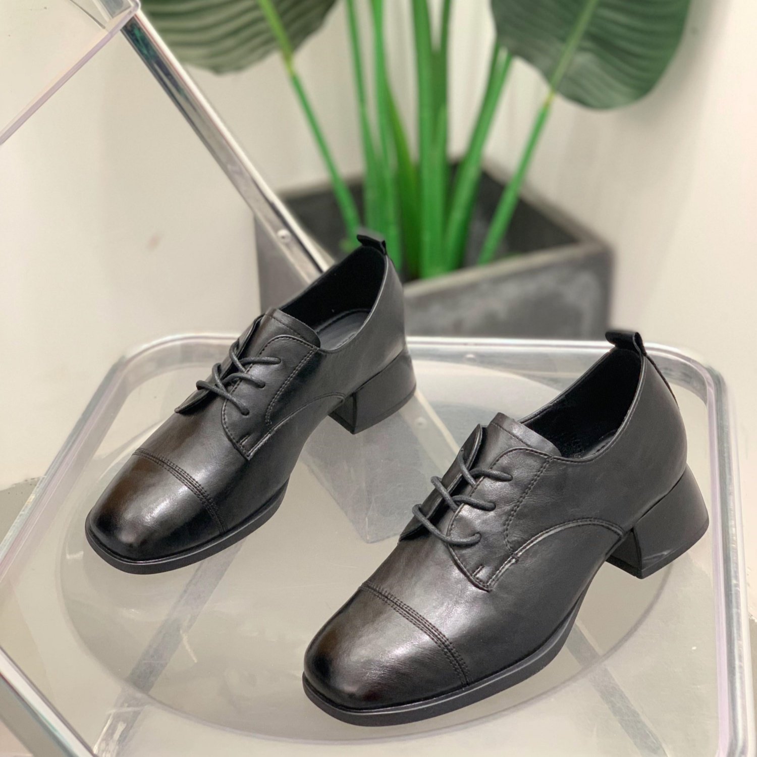 英伦风深口单鞋女2026年春季新款系带粗跟小皮鞋女百搭休闲乐福鞋,女鞋,乐福鞋（豆豆鞋）,淘宝优惠券,粉丝福利购,淘宝优惠卷